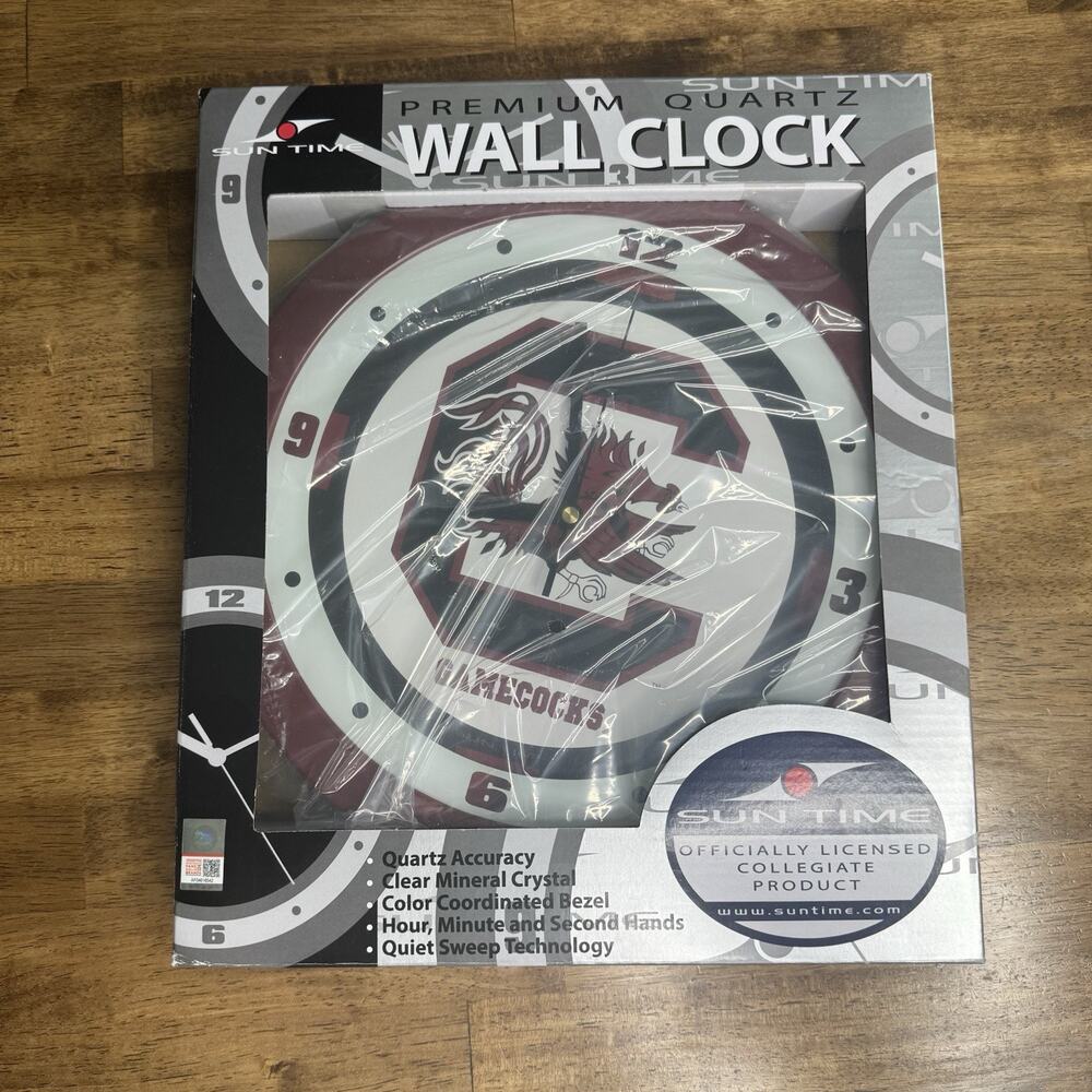 South Carolina Gamecocks Sun Time Quartz‎ Wall Clock Officially Licensed New